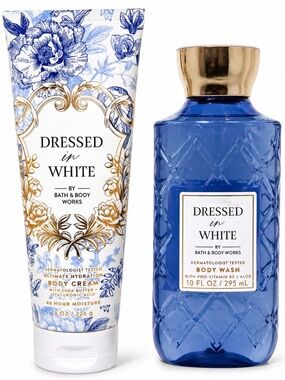NWT Online Exclusive Body Works Dressed In White Body Cream Body Wash Set